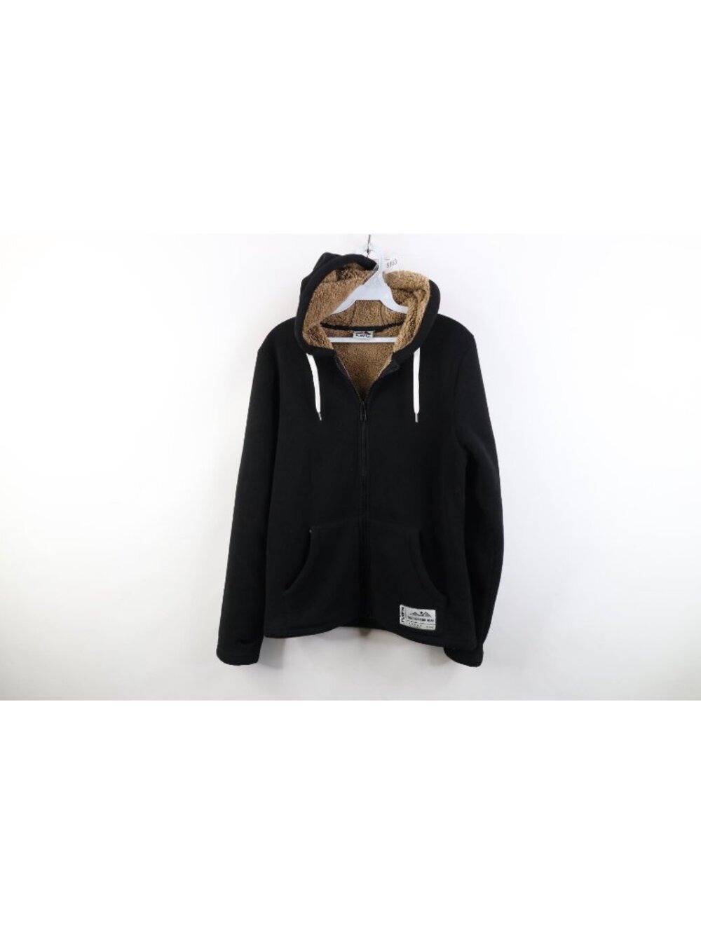 Vtg Kavu Womens Small Deep Pile Fleece Lined Full Zip Hoodie Sweatshirt Black